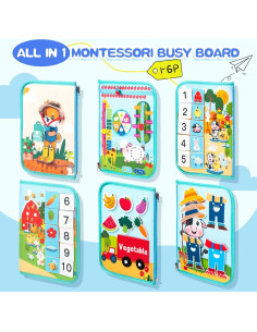 Tablero Ocupado Montessori Verde y Azul - Juguete Educativo 30x20 cm 2