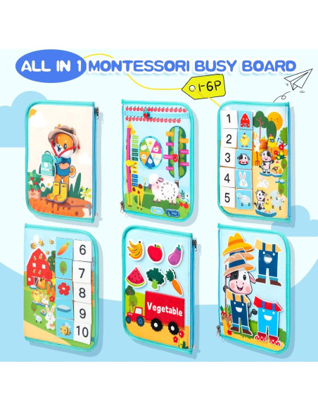 Tablero Ocupado Montessori Verde y Azul - Juguete Educativo 30x20 cm