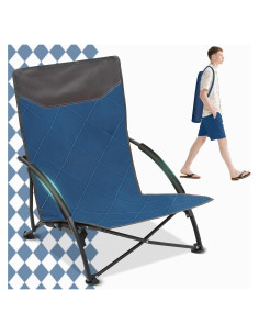 Silla de Playa Plegable Sekey Azul y Gris, Compacta y Ligera