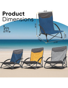 Silla de Playa Plegable Sekey Azul y Gris, Compacta y Ligera 2