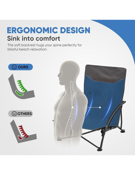 Silla de Playa Plegable Sekey Azul y Gris, Compacta y Ligera