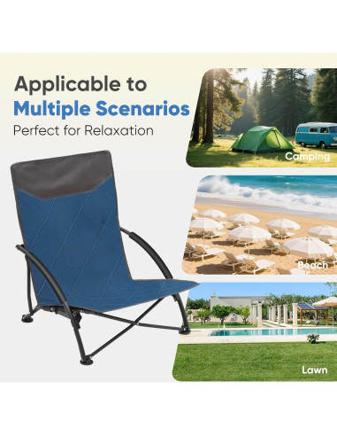 Silla de Playa Plegable Sekey Azul y Gris, Compacta y Ligera