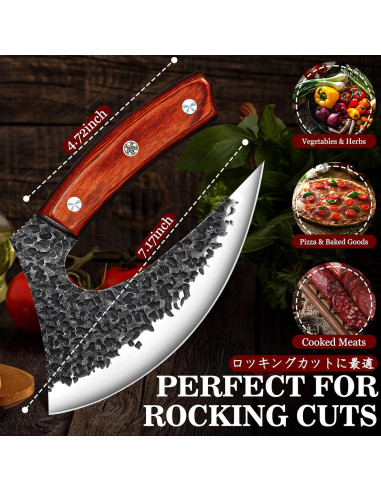 Cuchillo Ulu TIVOLI de Acero Alto Carbono con Mango de Madera