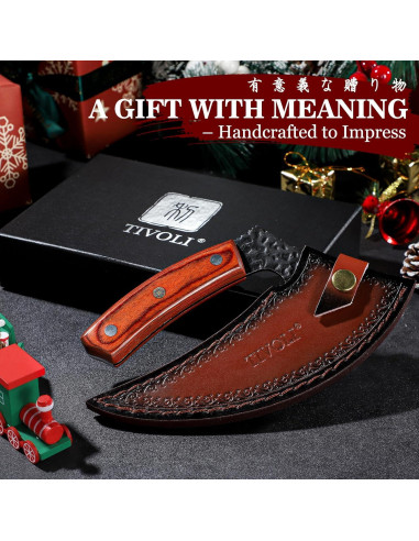 Cuchillo Ulu TIVOLI de Acero Alto Carbono con Mango de Madera