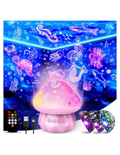 Proyector de Luz Nocturna DEVRNEZ 4 en 1 para Niños Rosa