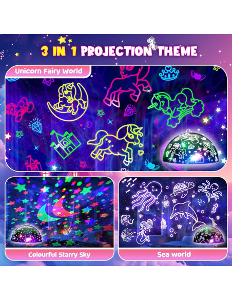 Proyector de Luz Nocturna DEVRNEZ 4 en 1 para Niños Rosa