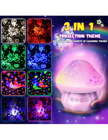 Proyector de Luz Nocturna DEVRNEZ 4 en 1 para Niños Rosa