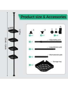 Organizador de Ducha de Esquina Shuang Qing 4 Niveles Ajustable 2