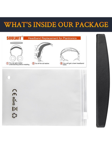 Cubierta de Diadema SOULWIT para Auriculares Plantronics Voyager Focus 2 - Negro