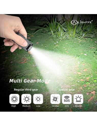 Linterna Recargable LIGHTFE MK62, 7 Modos, 140g, USB