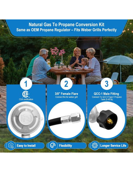 Kit de Conversión Gas Natural a Propano FJXBYWM para Weber