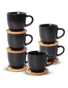 Set de 6 Tazas de Espresso Hasense 4 oz Cerámica Negra