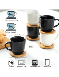 Set de 6 Tazas de Espresso Hasense 4 oz Cerámica Negra 2