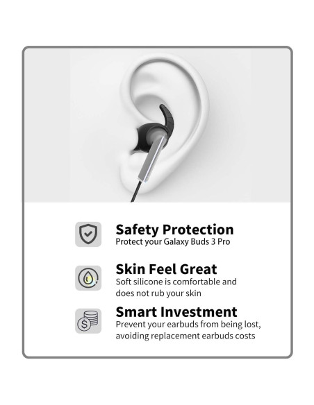 Correa Antipérdida de Silicona para Galaxy Buds 3 Pro - Negro