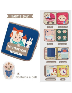 Libro de Tela Suave para Bebés - Actividades y Silencio 20x20cm 2