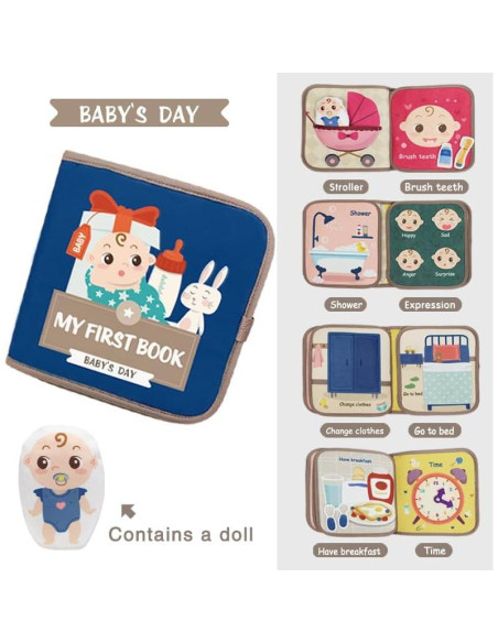 Libro de Tela Suave para Bebés - Actividades y Silencio 20x20cm