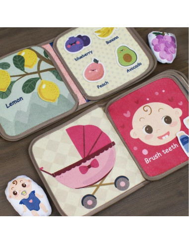 Libro de Tela Suave para Bebés - Actividades y Silencio 20x20cm
