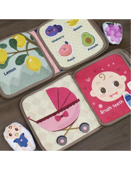 Libro de Tela Suave para Bebés - Actividades y Silencio 20x20cm