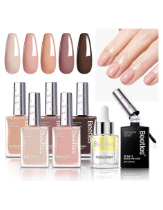 Set de Esmaltes de Uñas Nude Beetles 7Pcs - Secado Rápido