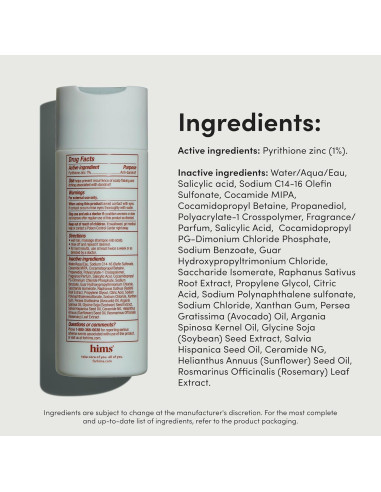 Champú Anticaspa Hims Dandruff Detox 2 x 189 ml - Zinc 1%