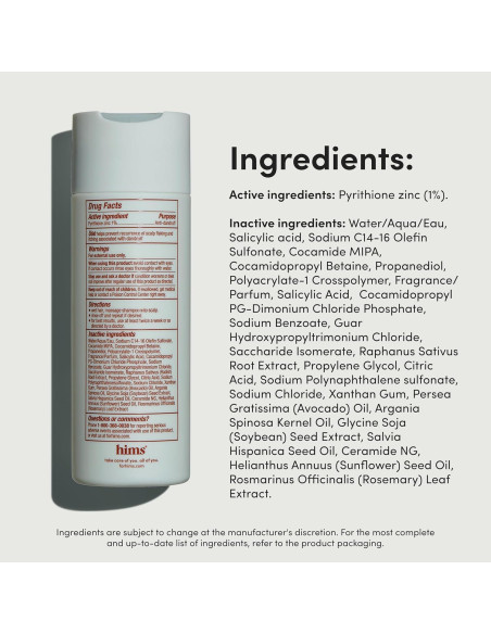 Champú Anticaspa Hims Dandruff Detox 2 x 189 ml - Zinc 1%