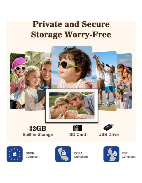 Marco de Fotos Digital Frameo 10.1" WiFi Pantalla Táctil HD