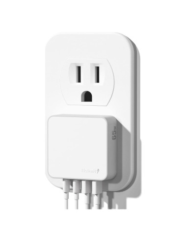 Cargador de pared USB C Nekmit 65W, 4 puertos, blanco
