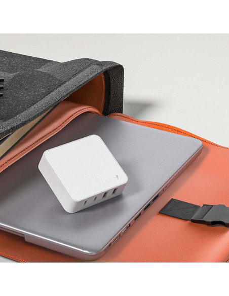 Cargador de pared USB C Nekmit 65W, 4 puertos, blanco