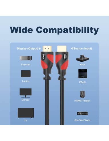 Cable HDMI Postta 15.24m Rojo 2.0 4K 18Gbps Audio y Ethernet