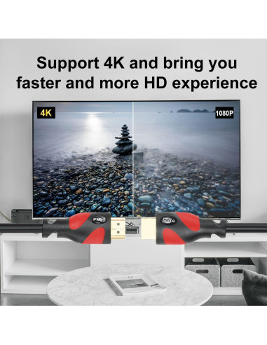 Cable HDMI Postta 15.24m Rojo 2.0 4K 18Gbps Audio y Ethernet