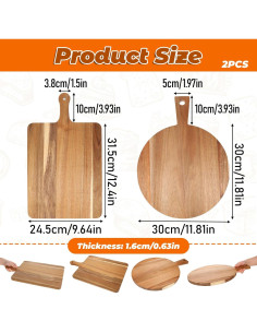 Juego de 2 Tablas de Cortar de Madera Acacia SynHHergyx 40x30cm 2