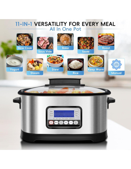 Olla de Cocción Lenta Spoonlemon 6.5L 11-en-1 1500W Olla de Cocción Lenta Spoonlemon 6.5L 11-en-1 1500W
