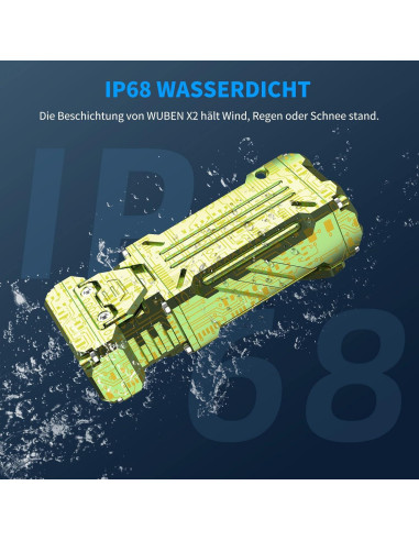 Linterna de Bolsillo WUBEN X2 1800 Lúmenes Recargable Verde