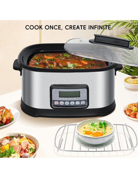 Olla de Cocción Lenta Spoonlemon 6.5L 11-en-1 1500W Olla de Cocción Lenta Spoonlemon 6.5L 11-en-1 1500W