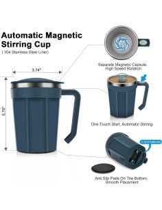 Taza de café auto mezcladora LeadYuantop 18 oz acero inoxidable 2