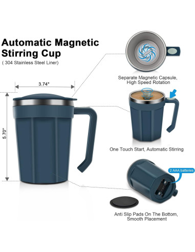 Taza de café auto mezcladora LeadYuantop 18 oz acero inoxidable