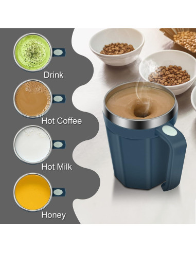 Taza de café auto mezcladora LeadYuantop 18 oz acero inoxidable