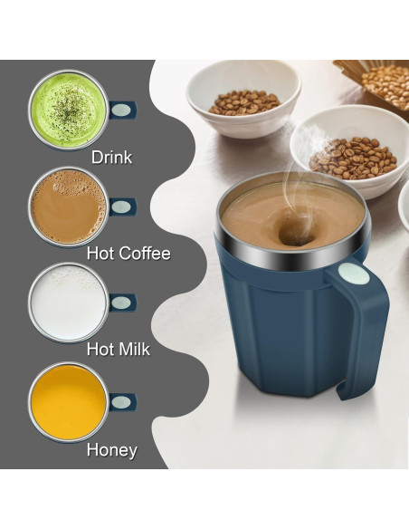 Taza de café auto mezcladora LeadYuantop 18 oz acero inoxidable