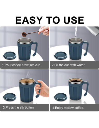 Taza de café auto mezcladora LeadYuantop 18 oz acero inoxidable