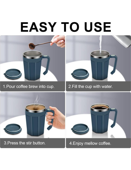 Taza de café auto mezcladora LeadYuantop 18 oz acero inoxidable