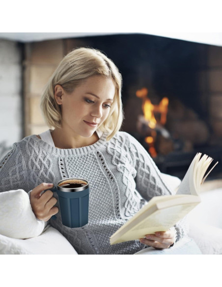 Taza de café auto mezcladora LeadYuantop 18 oz acero inoxidable