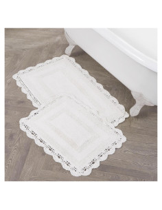 Alfombra de Baño Laura Ashley 100% Algodón 2 Piezas Blanca