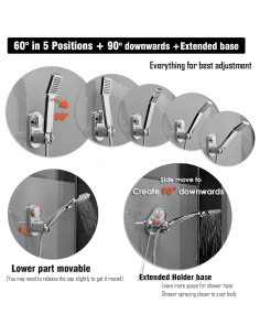 Soporte de Ducha RIVOODS Cromo Pulido 5 Posiciones Ajustables 2