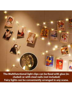 Luz de Cuerda LED HXWEIYE 10M 100 LEDs con Clips y Temporizador 2