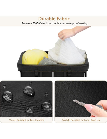 Cesta de Lavandería Grande ZATOCL 150L con Ruedas y Bolsa Extraíble