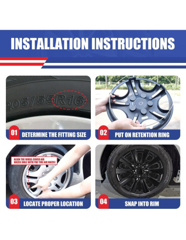 Tapacubos WOLFSTORM 16" Laca Negra para Toyota Corolla 2009-2025