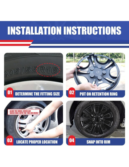 Tapacubos WOLFSTORM 16" Laca Negra para Toyota Corolla 2009-2025