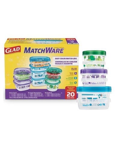 Contenedores de Almacenamiento de Alimentos GladWare 20 Pzas