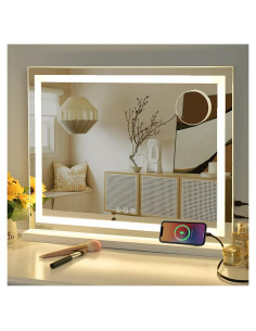 Espejo de Maquillaje Sucedey 23x18" con Luz LED y Aumento 10x