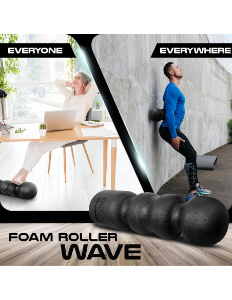 Rodillo de Espuma Yes4All EPP Wave 46 cm Negro - Alta Densidad